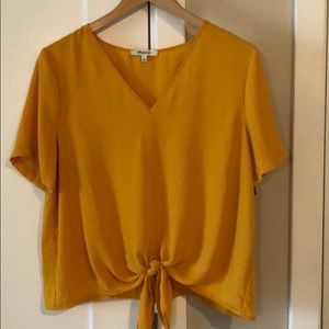 Madewell mustard yellow knot blouse
